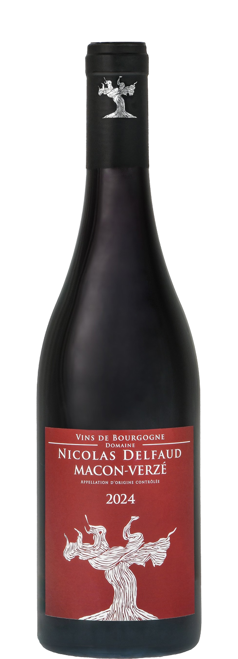 Bouteille de 75cl de Mâcon-Verzé rouge bio : Vin de Bourgogne rouge, appellation d'origine contrôlée.