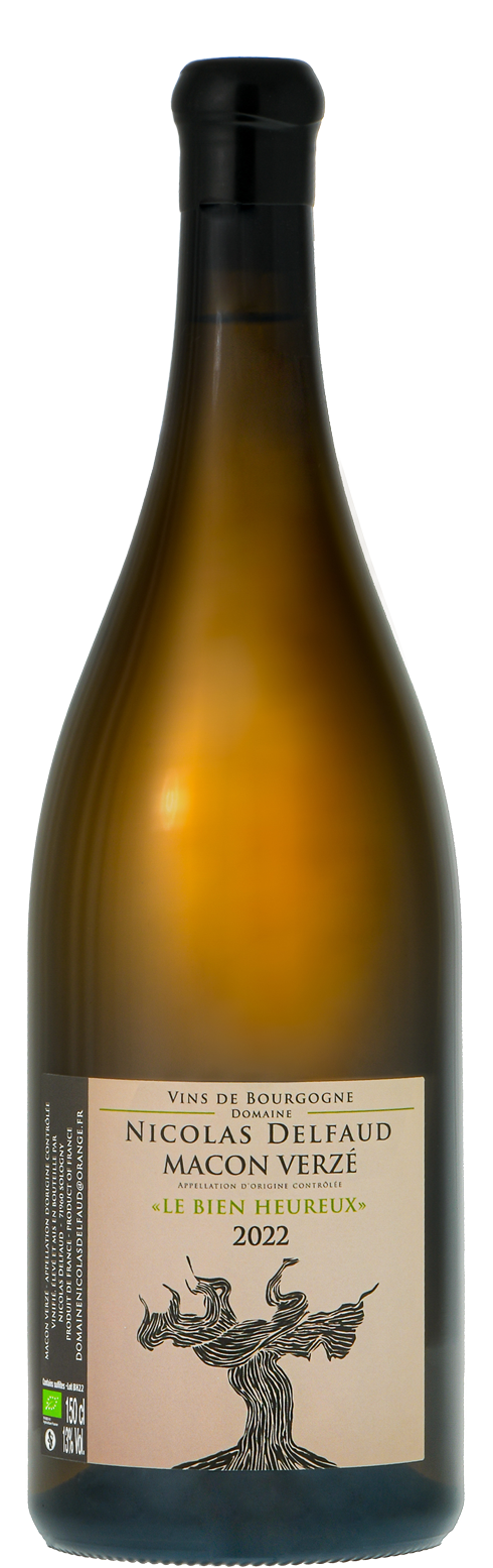 Bouteille magnum de Mâcon-Verzé blanc Le Bienheureux bio : Vin de Bourgogne blanc, appellation d'origine contrôlée.